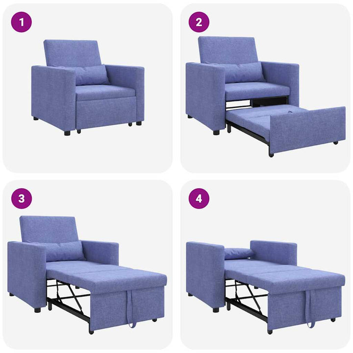 Enkelt Sofa Seng med hjul Jeans Blå 90 x 165 x 87 cm Stof