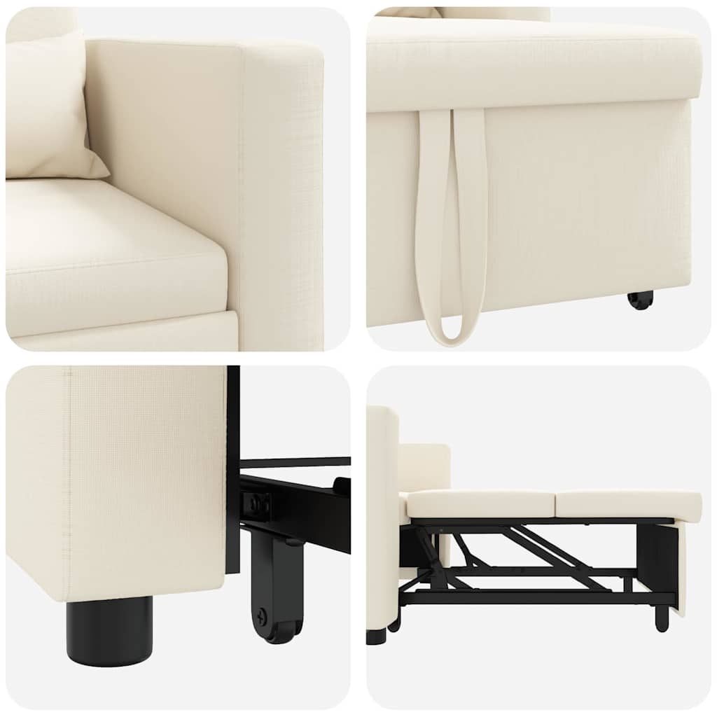 Enkelt Sofa Seng med hjul Cremehvid 90 x 165 x 87 cm Stof