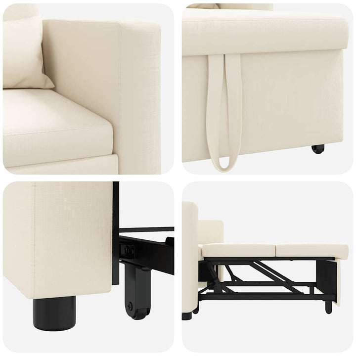 Enkelt Sofa Seng med hjul Cremehvid 90 x 165 x 87 cm Stof