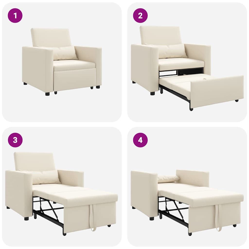 Enkelt Sofa Seng med hjul Cremehvid 90 x 165 x 87 cm Stof