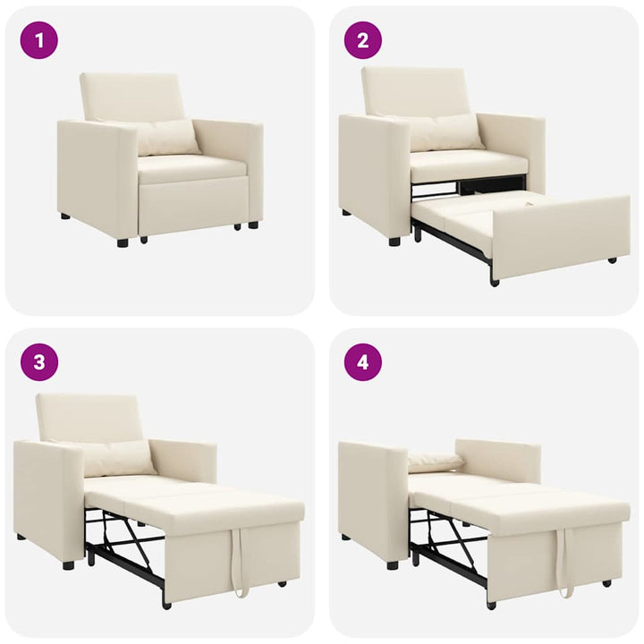 Enkelt Sofa Seng med hjul Cremehvid 90 x 165 x 87 cm Stof