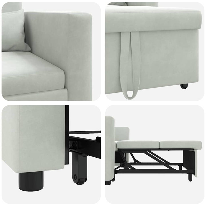 Enkelt Sofa Seng med hjul Lysegrå 90 x 165 x 87 cm Fløjl