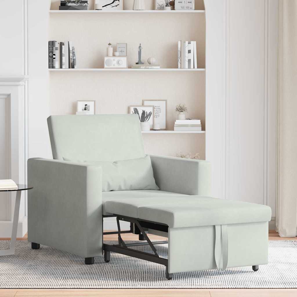 Enkelt Sofa Seng med hjul Lysegrå 90 x 165 x 87 cm Fløjl