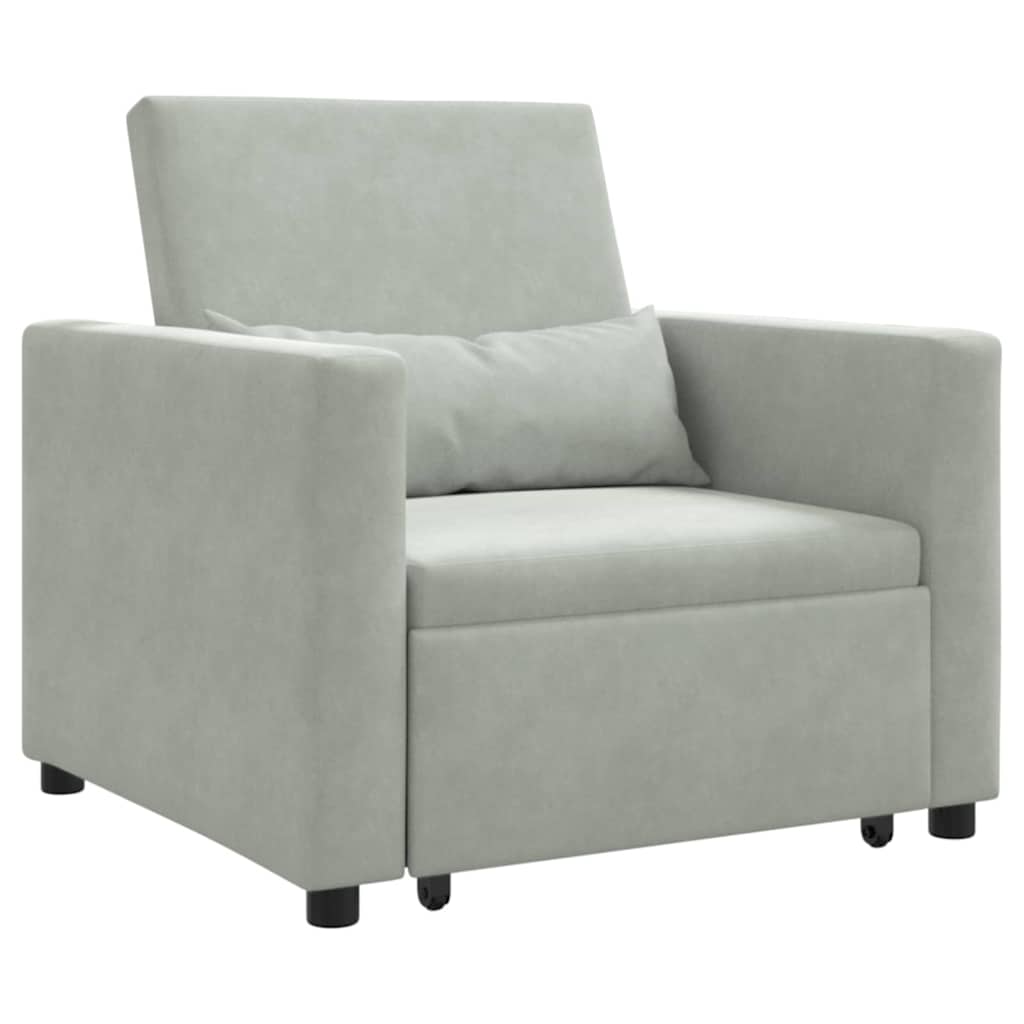 Enkelt Sofa Seng med hjul Lysegrå 90 x 165 x 87 cm Fløjl