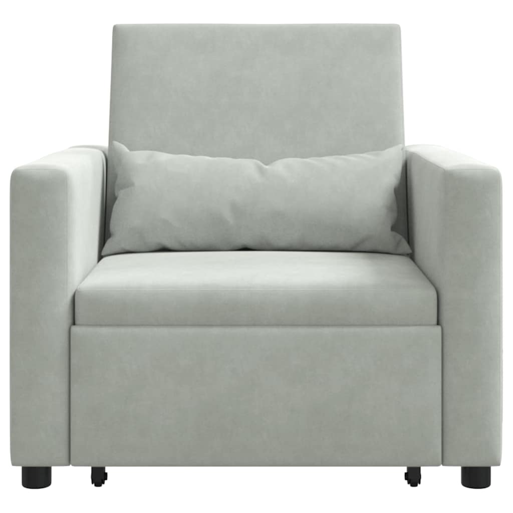 Enkelt Sofa Seng med hjul Lysegrå 90 x 165 x 87 cm Fløjl