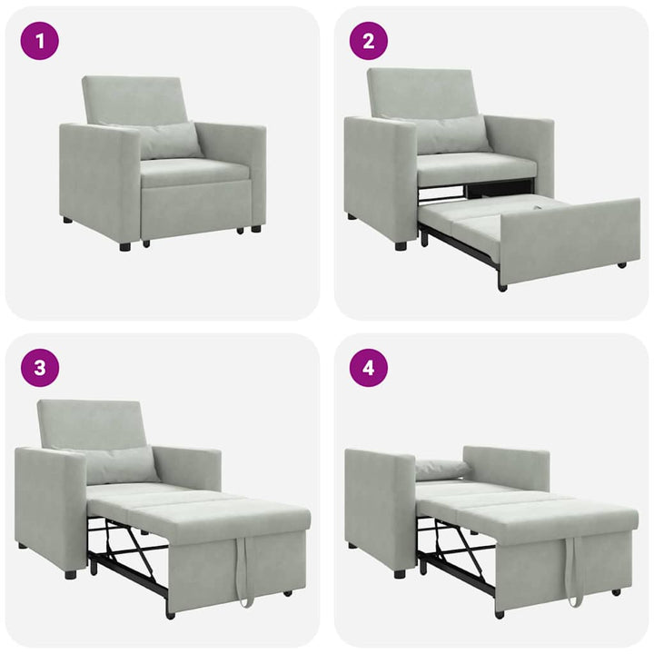 Enkelt Sofa Seng med hjul Lysegrå 90 x 165 x 87 cm Fløjl