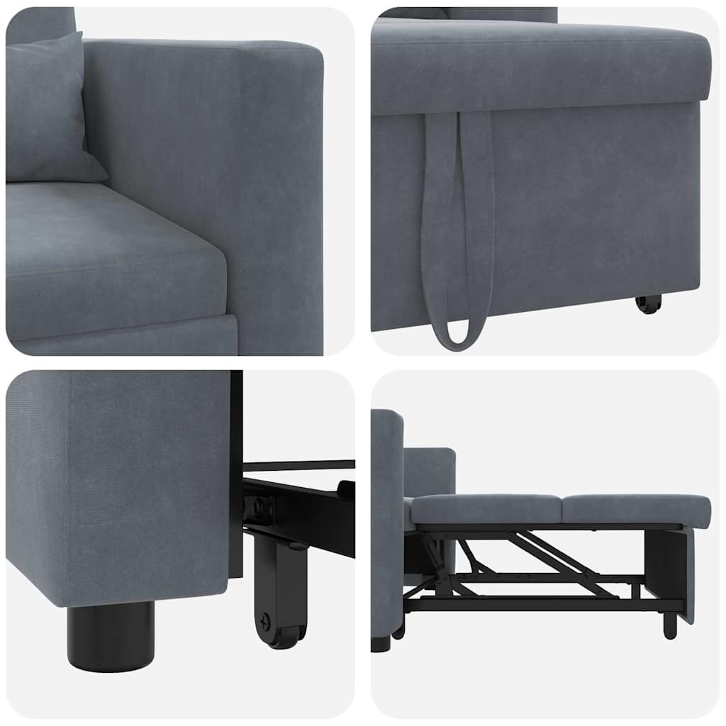Enkelt Sofa Seng med hjul Mørkegrå 90 x 165 x 87 cm Fløjl