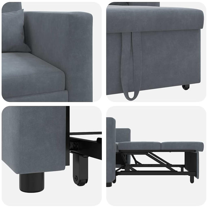 Enkelt Sofa Seng med hjul Mørkegrå 90 x 165 x 87 cm Fløjl
