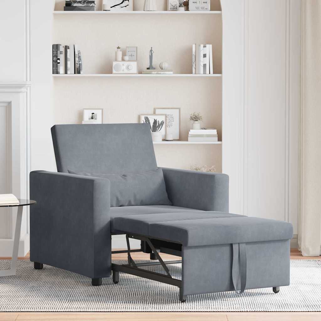 Enkelt Sofa Seng med hjul Mørkegrå 90 x 165 x 87 cm Fløjl