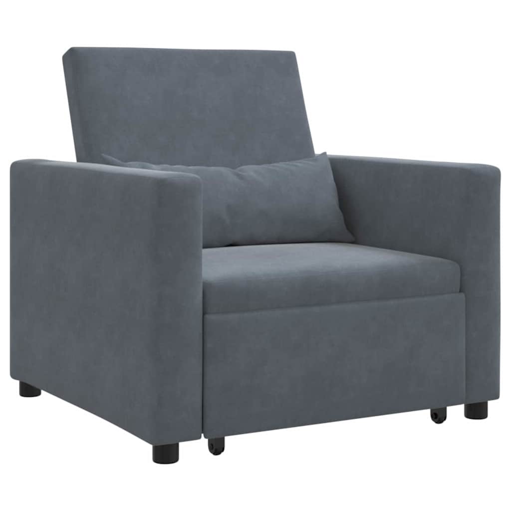 Enkelt Sofa Seng med hjul Mørkegrå 90 x 165 x 87 cm Fløjl