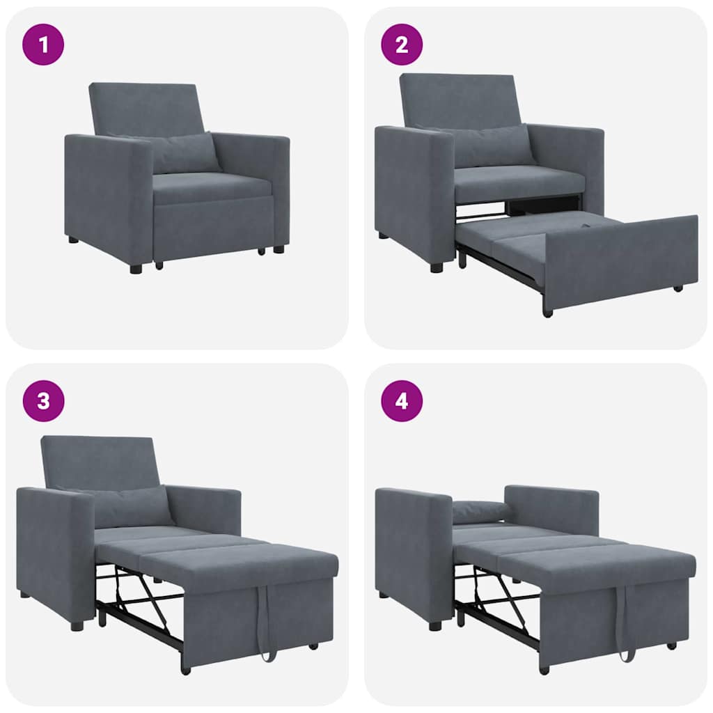 Enkelt Sofa Seng med hjul Mørkegrå 90 x 165 x 87 cm Fløjl