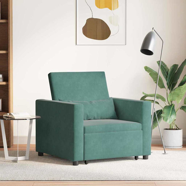 Enkelt Sofa Seng med hjul Mørkegrøn 90 x 165 x 87 cm Fløjl