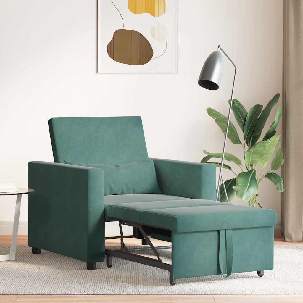 Enkelt Sofa Seng med hjul Mørkegrøn 90 x 165 x 87 cm Fløjl