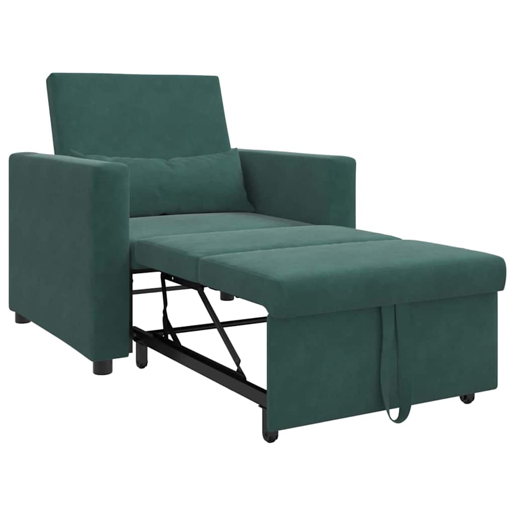 Enkelt Sofa Seng med hjul Mørkegrøn 90 x 165 x 87 cm Fløjl