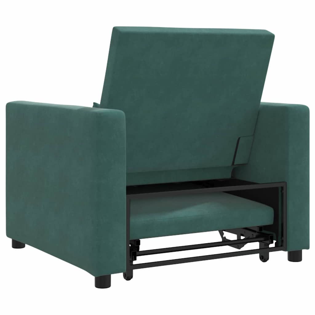 Enkelt Sofa Seng med hjul Mørkegrøn 90 x 165 x 87 cm Fløjl