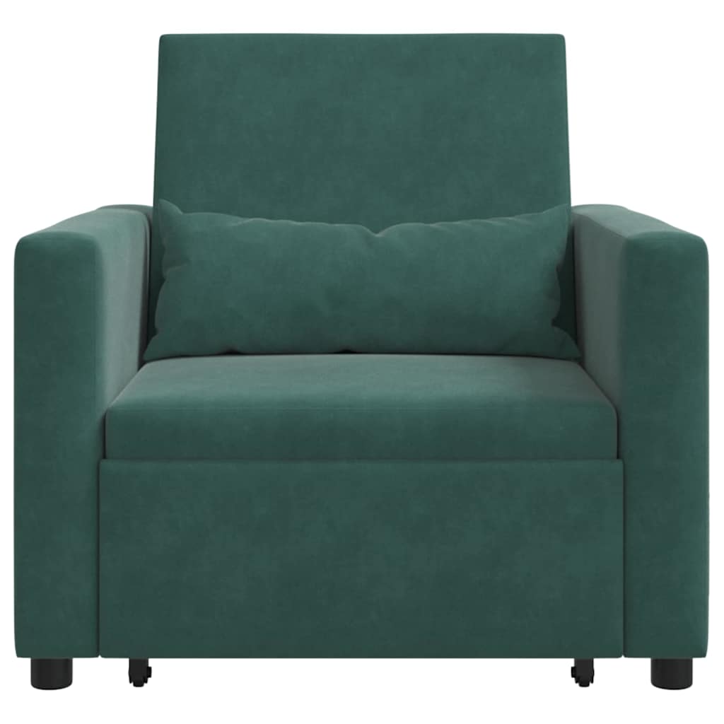 Enkelt Sofa Seng med hjul Mørkegrøn 90 x 165 x 87 cm Fløjl