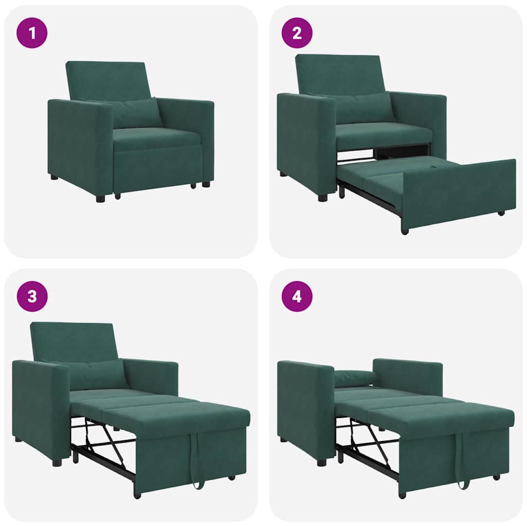 Enkelt Sofa Seng med hjul Mørkegrøn 90 x 165 x 87 cm Fløjl