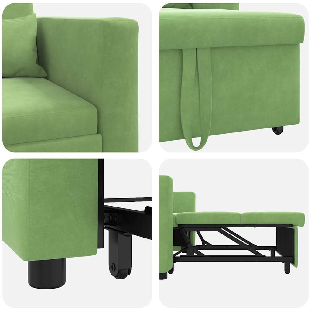 Enkelt Sofa Seng med hjul Lysegrøn 90 x 165 x 87 cm Fløjl