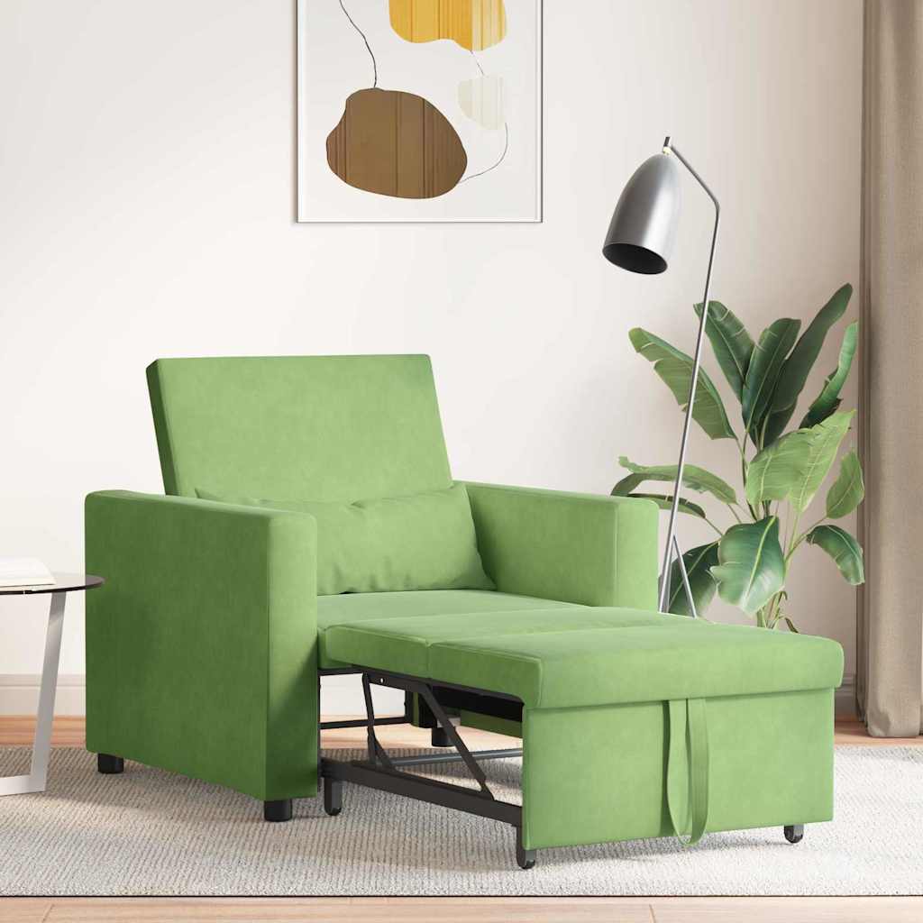 Enkelt Sofa Seng med hjul Lysegrøn 90 x 165 x 87 cm Fløjl
