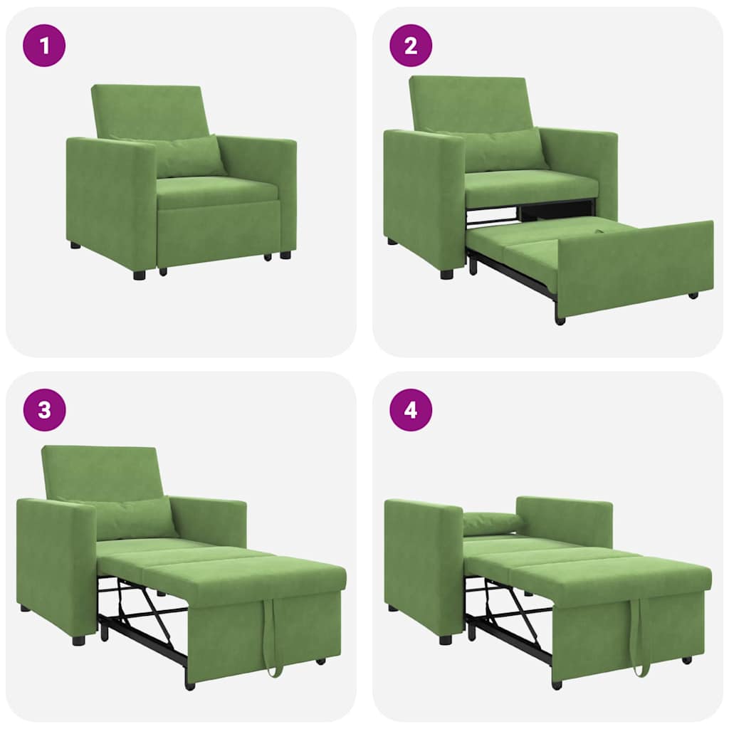 Enkelt Sofa Seng med hjul Lysegrøn 90 x 165 x 87 cm Fløjl