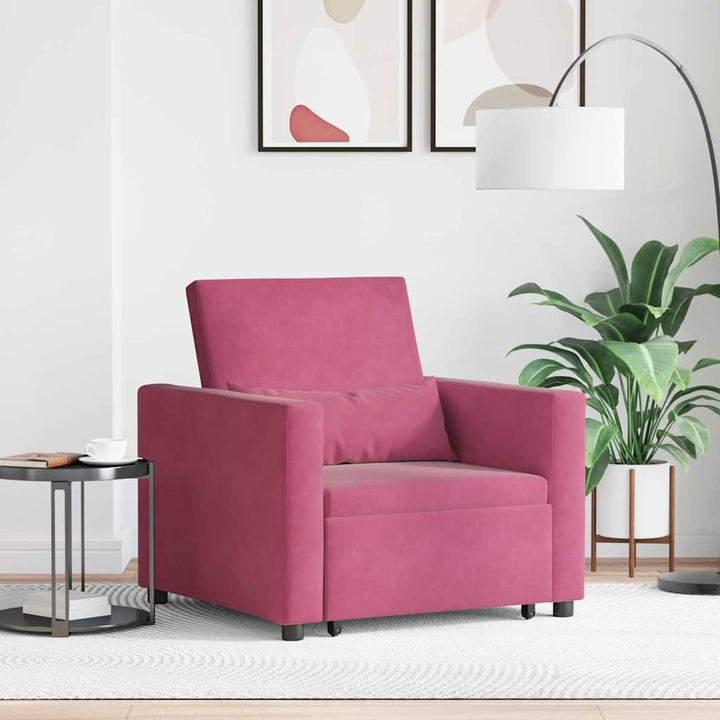 Enkelt Sofa Seng med hjul Vinrød 90 x 165 x 87 cm Fløjl