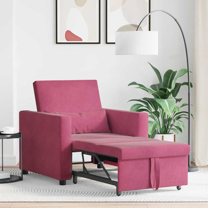 Enkelt Sofa Seng med hjul Vinrød 90 x 165 x 87 cm Fløjl