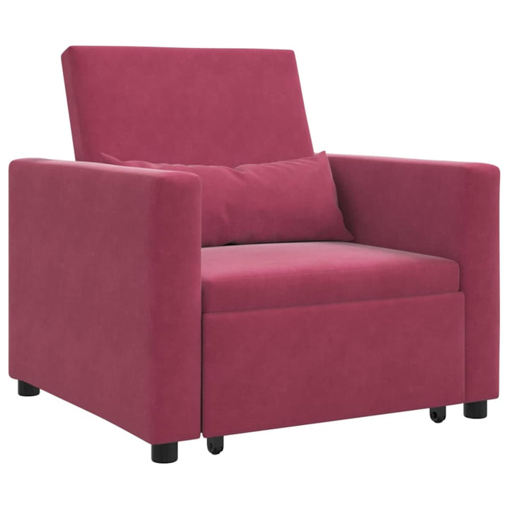 Enkelt Sofa Seng med hjul Vinrød 90 x 165 x 87 cm Fløjl