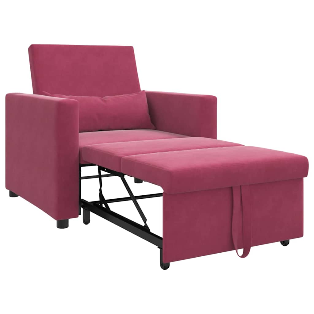 Enkelt Sofa Seng med hjul Vinrød 90 x 165 x 87 cm Fløjl