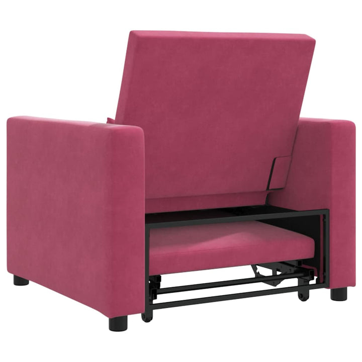 Enkelt Sofa Seng med hjul Vinrød 90 x 165 x 87 cm Fløjl