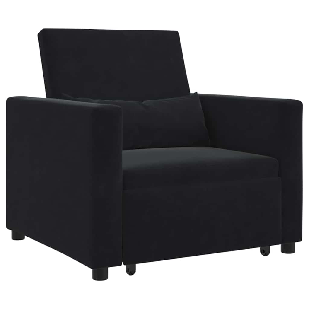 Enkelt Sofa Seng med hjul Sort 90 x 165 x 87 cm Fløjl