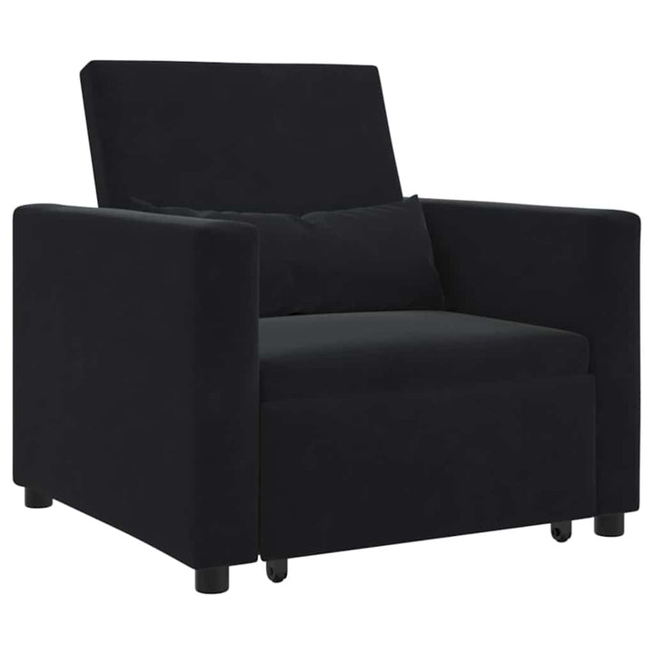 Enkelt Sofa Seng med hjul Sort 90 x 165 x 87 cm Fløjl