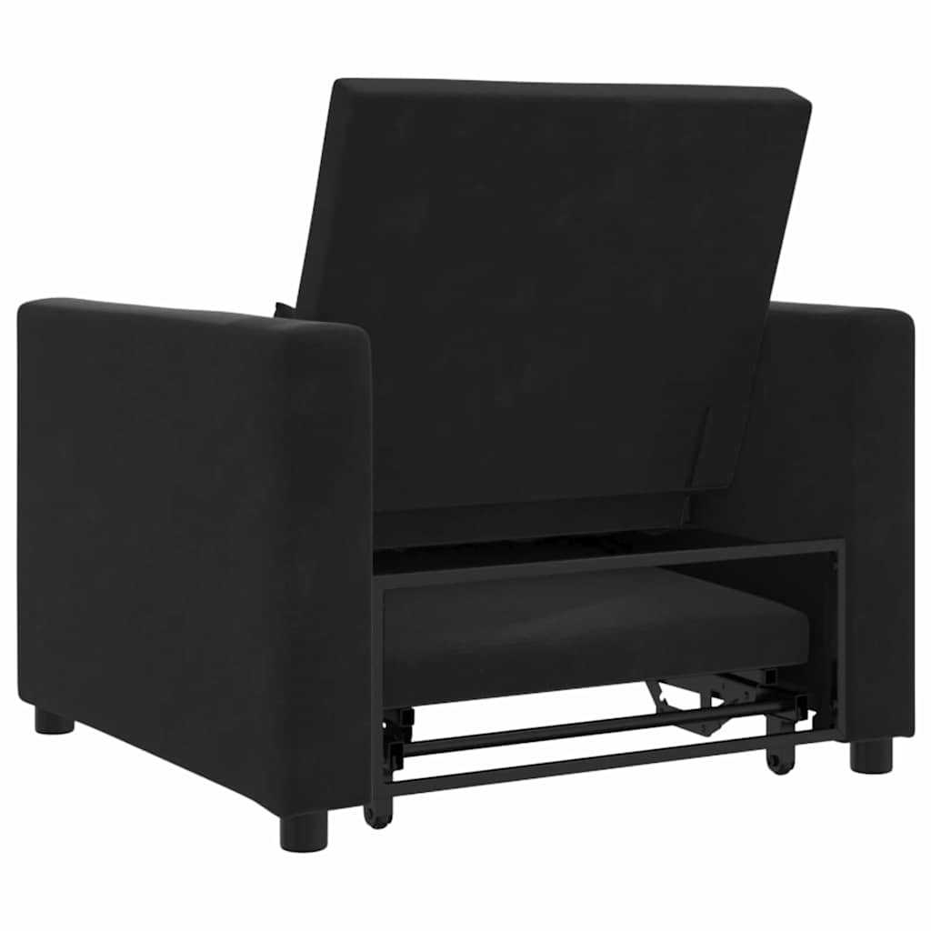 Enkelt Sofa Seng med hjul Sort 90 x 165 x 87 cm Fløjl