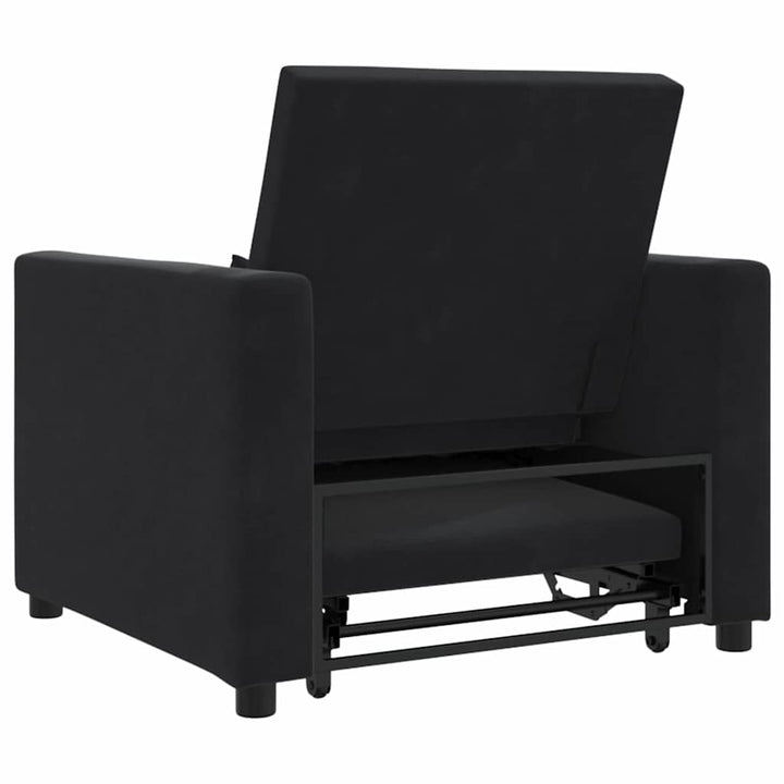 Enkelt Sofa Seng med hjul Sort 90 x 165 x 87 cm Fløjl
