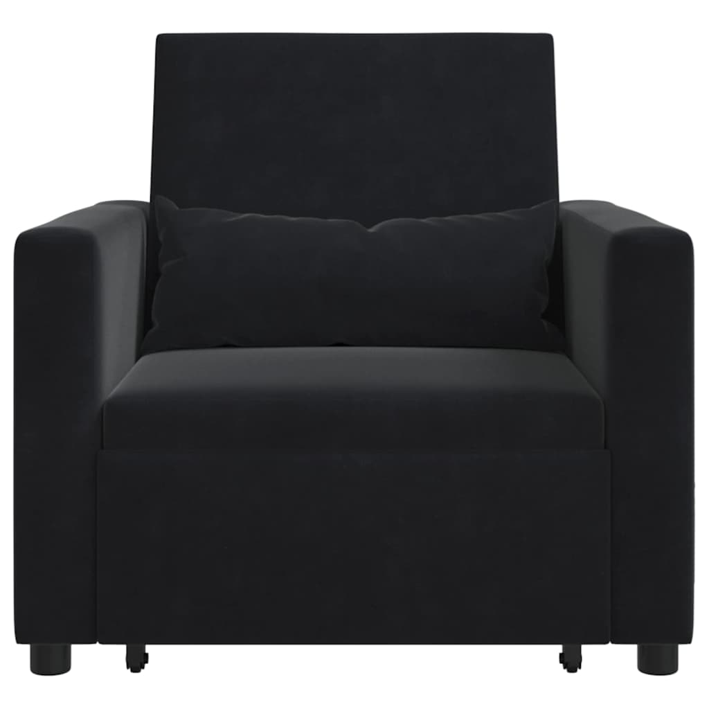 Enkelt Sofa Seng med hjul Sort 90 x 165 x 87 cm Fløjl