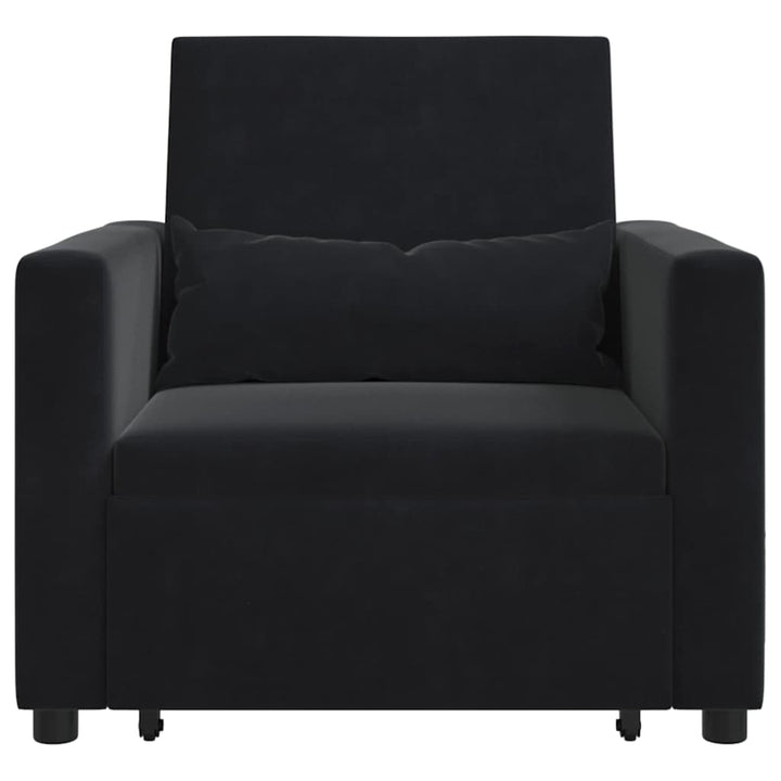 Enkelt Sofa Seng med hjul Sort 90 x 165 x 87 cm Fløjl