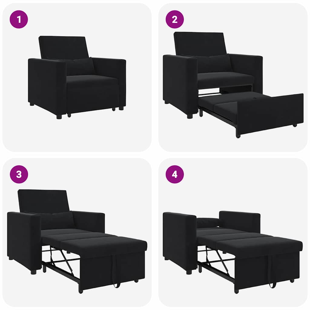 Enkelt Sofa Seng med hjul Sort 90 x 165 x 87 cm Fløjl