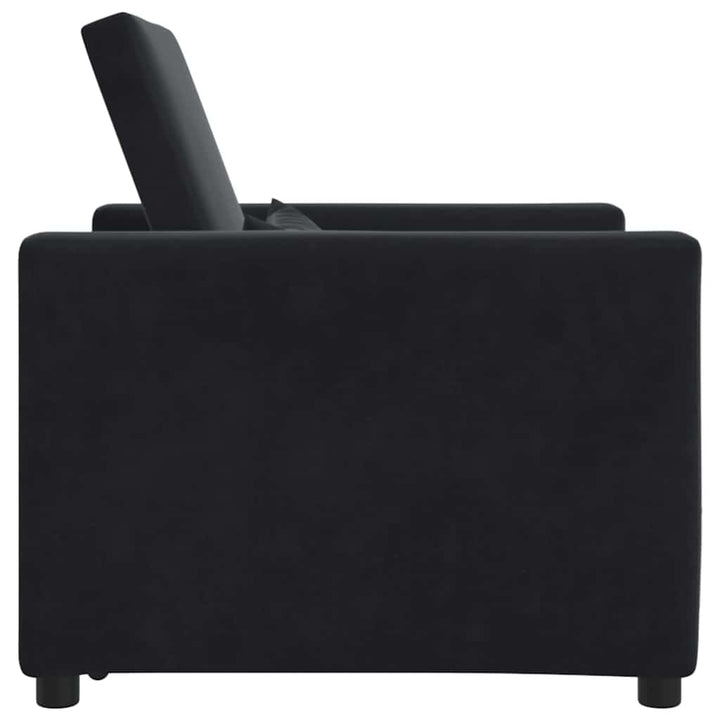 Enkelt Sofa Seng med hjul Sort 90 x 165 x 87 cm Fløjl