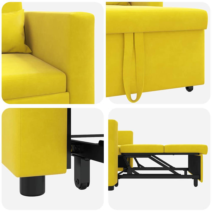 Enkelt Sofa Seng med hjul Gul 90 x 165 x 87 cm Fløjl