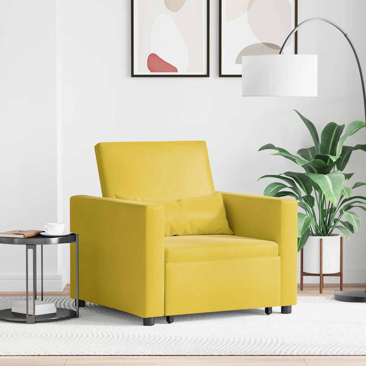 Enkelt Sofa Seng med hjul Gul 90 x 165 x 87 cm Fløjl