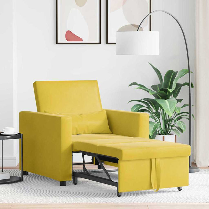 Enkelt Sofa Seng med hjul Gul 90 x 165 x 87 cm Fløjl
