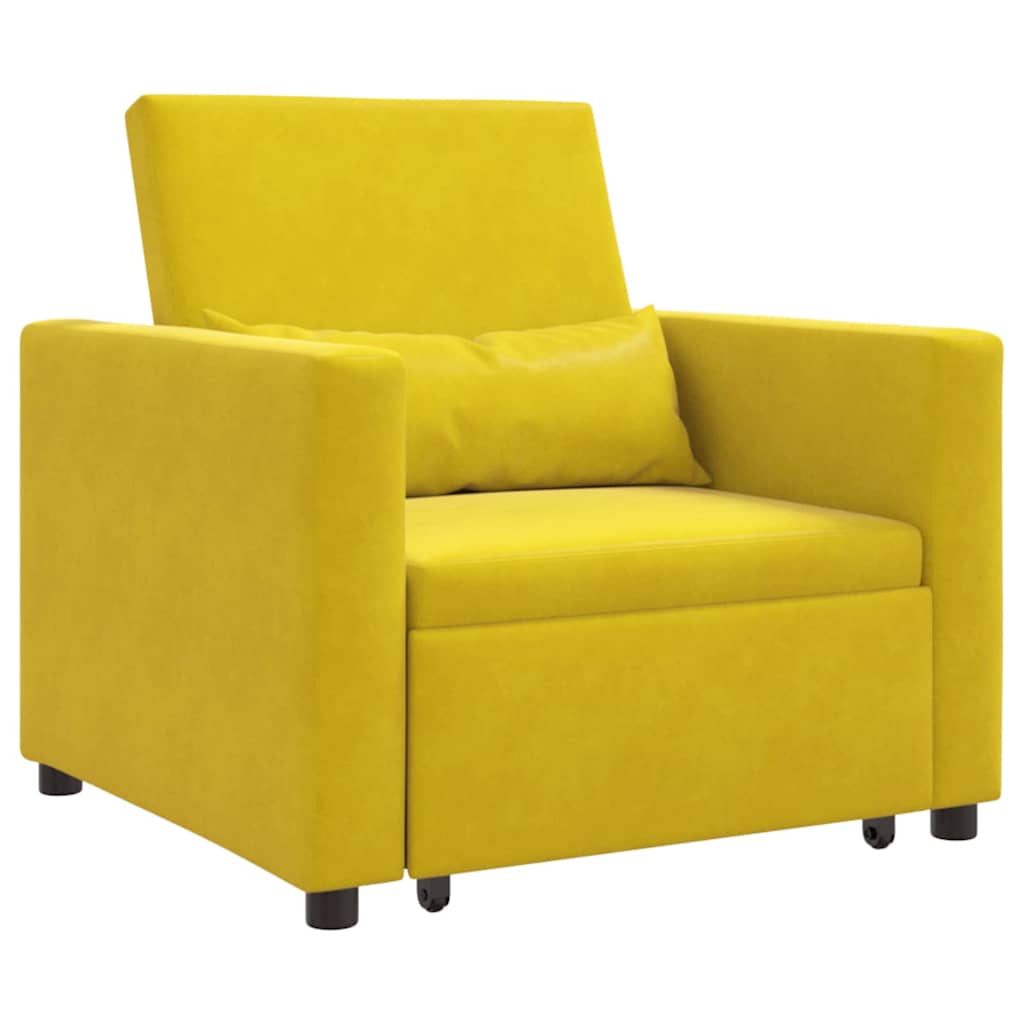 Enkelt Sofa Seng med hjul Gul 90 x 165 x 87 cm Fløjl