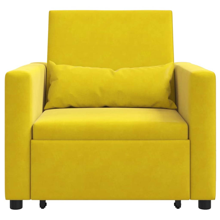 Enkelt Sofa Seng med hjul Gul 90 x 165 x 87 cm Fløjl