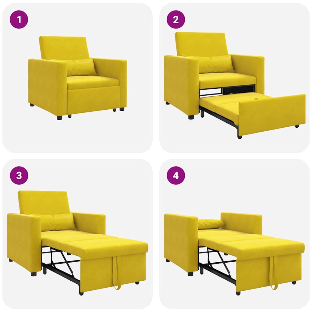 Enkelt Sofa Seng med hjul Gul 90 x 165 x 87 cm Fløjl