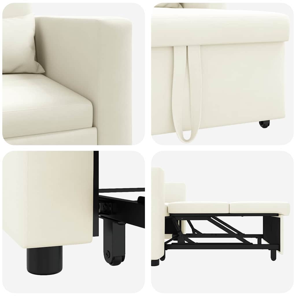 Enkelt Sofa Seng med hjul Creme 90 x 165 x 87 cm Fløjl