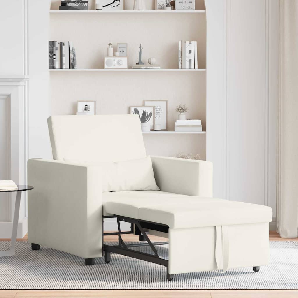 Enkelt Sofa Seng med hjul Creme 90 x 165 x 87 cm Fløjl