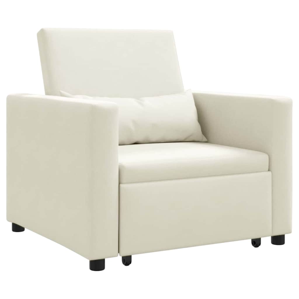 Enkelt Sofa Seng med hjul Creme 90 x 165 x 87 cm Fløjl