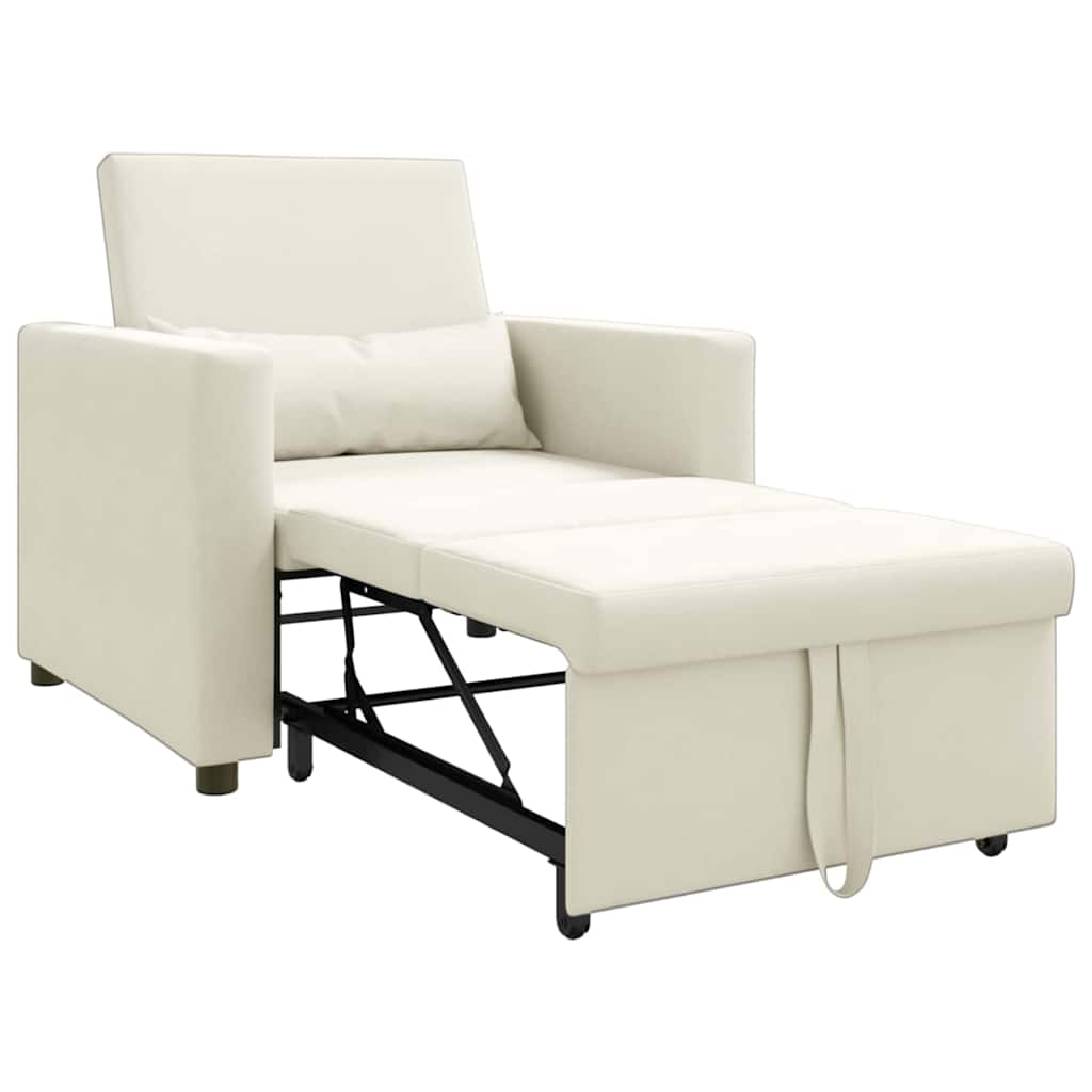 Enkelt Sofa Seng med hjul Creme 90 x 165 x 87 cm Fløjl