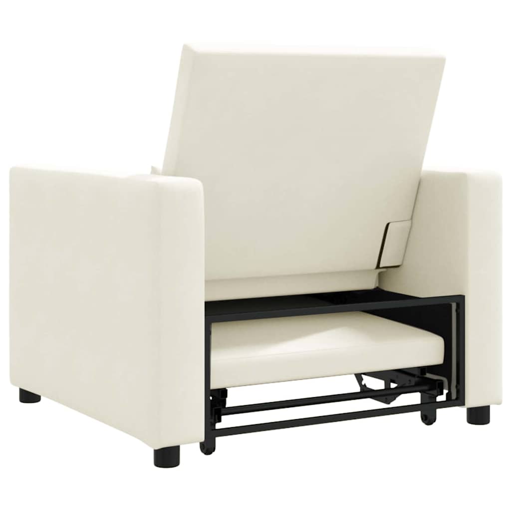 Enkelt Sofa Seng med hjul Creme 90 x 165 x 87 cm Fløjl