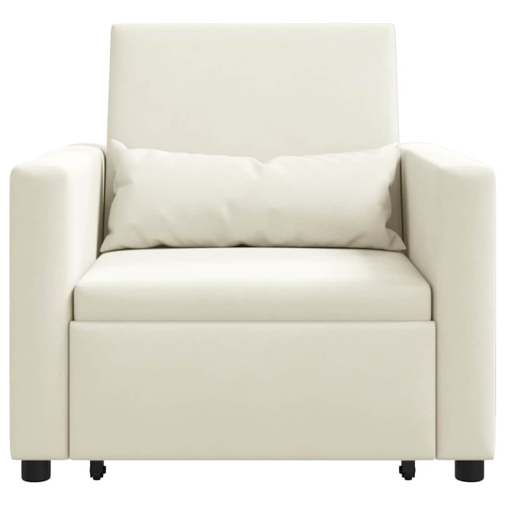 Enkelt Sofa Seng med hjul Creme 90 x 165 x 87 cm Fløjl