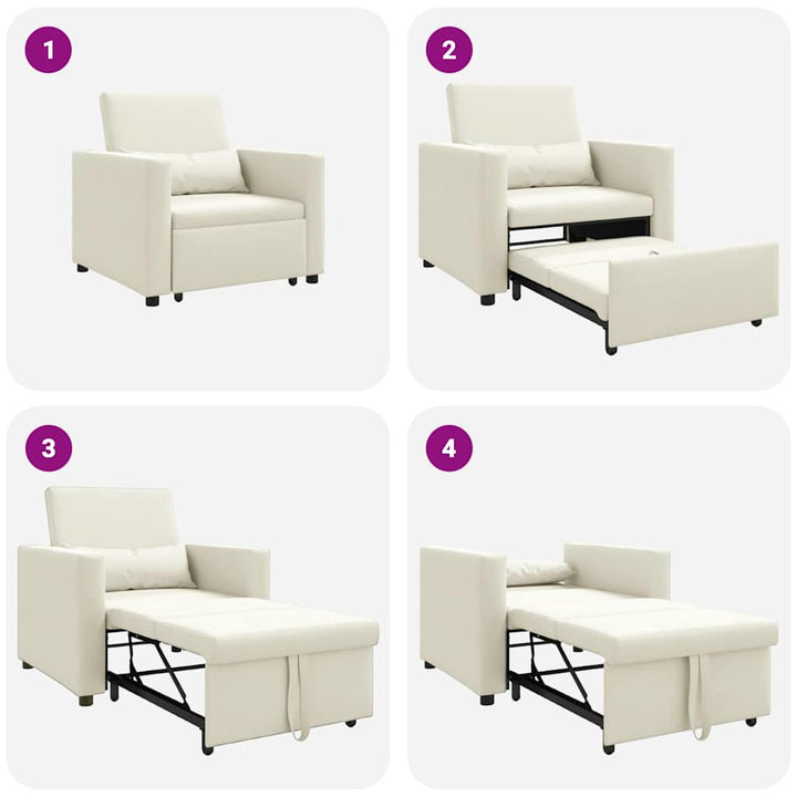 Enkelt Sofa Seng med hjul Creme 90 x 165 x 87 cm Fløjl